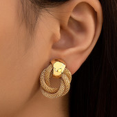 Vintage μεταλλικά στριφτή ύφανση Σκουλαρίκια με στρογγυλό κύκλο 2024 New Fashion Drop σκουλαρίκια για Γυναικεία Κοσμήματα