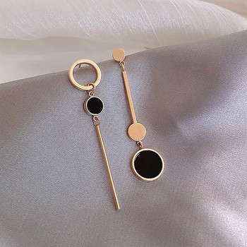 Горещи дамски модни обеци Дълги изящни асиметрични кръгли геометрични правоъгълни черни кристални обеци Дамски бижута Подаръци