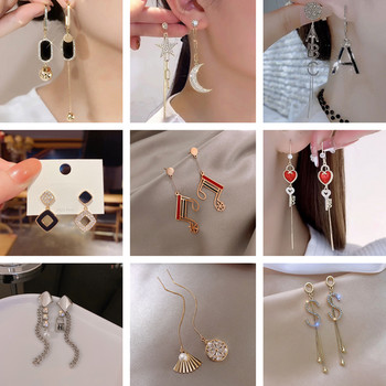 Hot γυναικεία σκουλαρίκια μόδας Long statement Ασυμμετρία Στρογγυλό γεωμετρικό ορθογώνιο σκουλαρίκια μαύρα κρύσταλλο Γυναικεία κοσμήματα δώρα