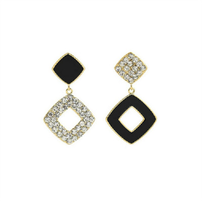 Karšti moteriški madingi auskarai, ilgi, asimetrija, apvalūs geometriniai stačiakampiai juodi krištoliniai auskarai, moteriški papuošalai, dovanos