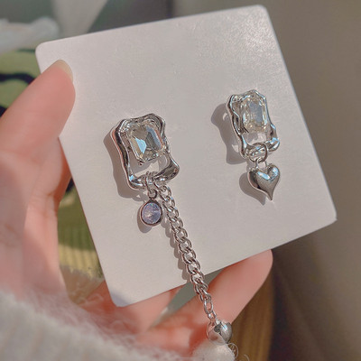 Karšti moteriški madingi auskarai, ilgi, asimetrija, apvalūs geometriniai stačiakampiai juodi krištoliniai auskarai, moteriški papuošalai, dovanos