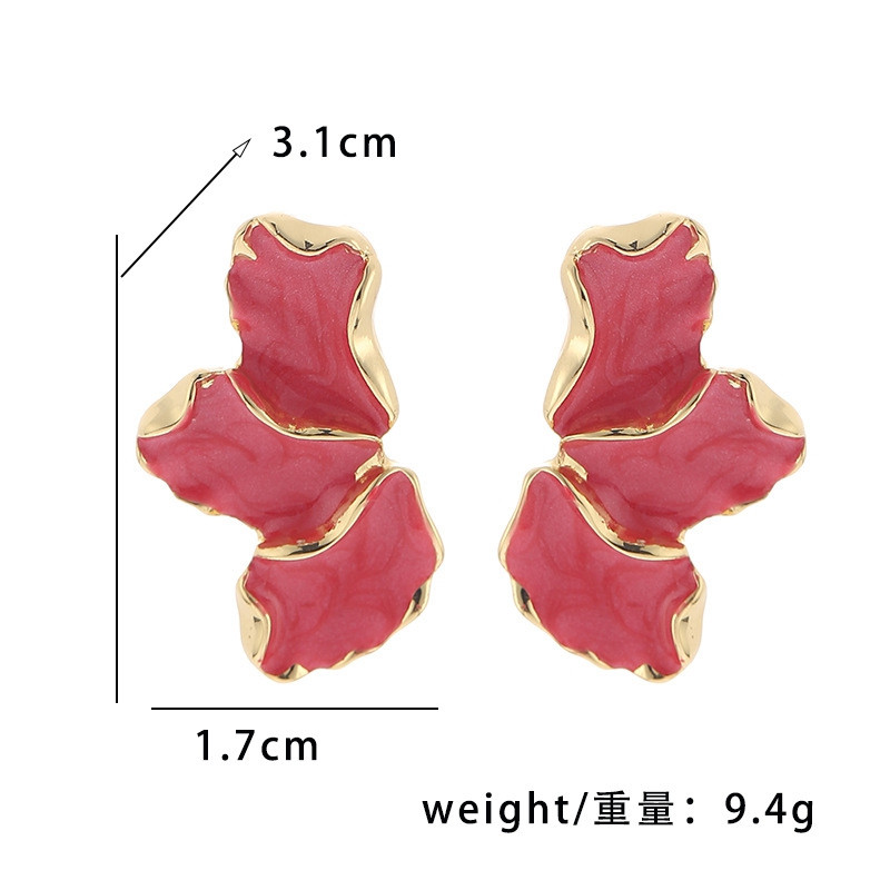 Netaisyklingos metalinės kreminės spalvos emalio žiedlapių auskarai moterims Sunkaus dizaino naujo stiliaus madingi papuošalai vakarėlio priedai Dovana kasdien