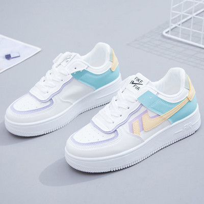 Pavasario ir rudens mada Nauji laisvalaikio patogūs apvalūs pirštai kvėpuojantys sportiniai bateliai storu padu su atsitiktinėmis raidėmis viršutinėje dalyje