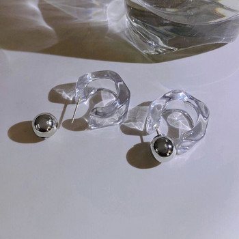 New Korea Clear Acrylic Γεωμετρικά Σκουλαρίκια κρίκου σε σχήμα C για Γυναίκες Κορίτσια Τάσεις Κρεμαστά σκουλαρίκια Δώρα Ταξιδιωτικά κοσμήματα για πάρτι