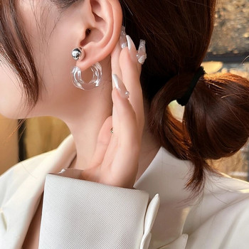 New Korea Clear Acrylic Γεωμετρικά Σκουλαρίκια κρίκου σε σχήμα C για Γυναίκες Κορίτσια Τάσεις Κρεμαστά σκουλαρίκια Δώρα Ταξιδιωτικά κοσμήματα για πάρτι