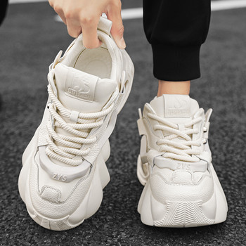 Луксозни мъжки бели ежедневни маратонки Удобни обувки на платформа Мъжки дизайнерски увеличаващи ръста маратонки Мъжки ежедневни спортни обувки