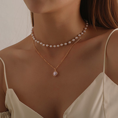 Vintage Pearl Choker kaelakeed naistele Mood Kahekihiline kett Väike armastus Südame ripats Kaelakee Ehted Kingituste hulgimüük