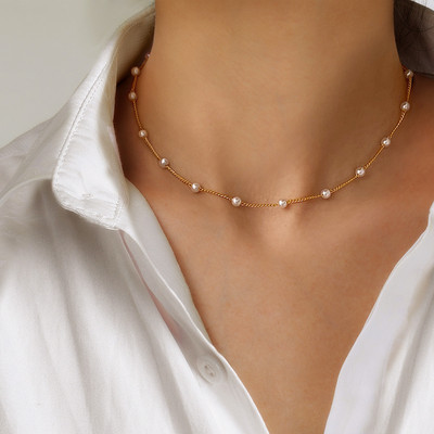 Vintage Pearl Choker kaelakeed naistele Mood Kahekihiline kett Väike armastus Südame ripats Kaelakee Ehted Kingituste hulgimüük