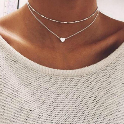 Vintage Pearl Choker kaelakeed naistele Mood Kahekihiline kett Väike armastus Südame ripats Kaelakee Ehted Kingituste hulgimüük