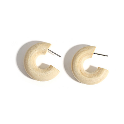 Lifefontier Bohemian Beež puidust C-tüüpi rõngaskõrvarõngas naistele Käsitsi valmistatud puidust ümmargune ringkiri Statement kõrvarõngas peoehted 2023