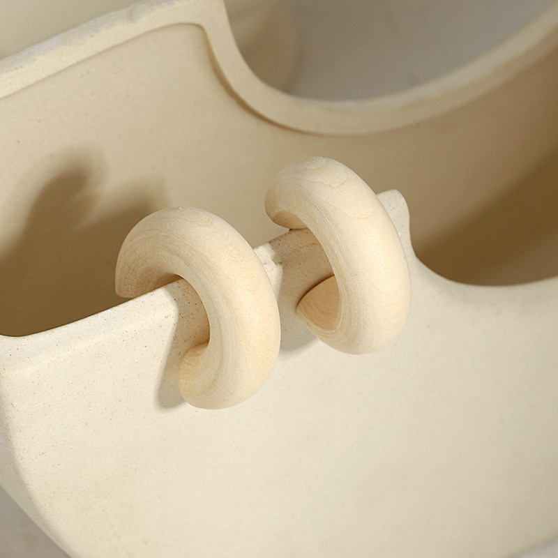 Lifefontier Bohemian Beež puidust C-tüüpi rõngaskõrvarõngas naistele Käsitsi valmistatud puidust ümmargune ringkiri Statement kõrvarõngas peoehted 2023