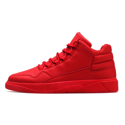 Jaunas modes Sarkanas vīriešu kedas ikdienišķas ādas augstas augšdaļas vīriešu apavi Ielu hip hop kedas vīriešu skeitborda apavi zapatillas hombre