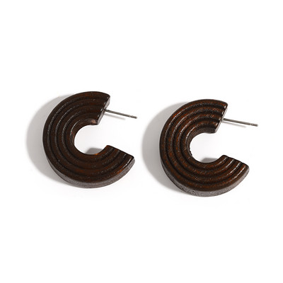 Lifefontier Vintage ar rokām darināti koka stīpas auskari sievietēm Bohemia C tipa teksturēta koka ģeometriski auskari juvelierizstrādājumu vairumtirdzniecība