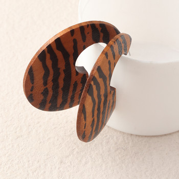 Винтидж прости тъмнокафяви обеци Орнаменти Бохемски дървени геометрични обеци Къси шипове за уши Ins Тенденция за 2021 г. Бижута за жени