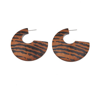 Винтидж прости тъмнокафяви обеци Орнаменти Бохемски дървени геометрични обеци Къси шипове за уши Ins Тенденция за 2021 г. Бижута за жени