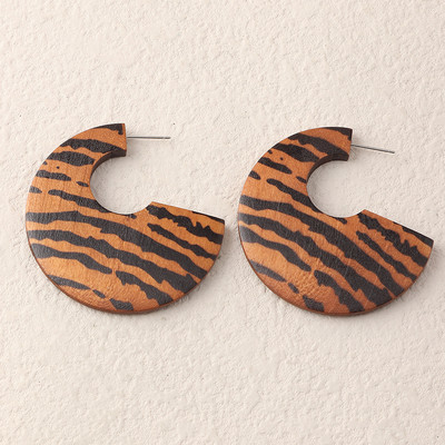 Vintažiniai paprasti tamsiai rudi auskarai, papuošalai Bohemijos mediniai geometriniai auskarai trumpi auskarai Ins 2021 m. madingi papuošalai moterims