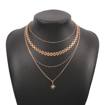 Fashion New Crystal Star κρεμαστό κολιέ Γυναικεία Πολυεπίπεδη Μακρά Γεωμετρία Αλυσίδα Vintage Κοσμήματα Δώρο X0137