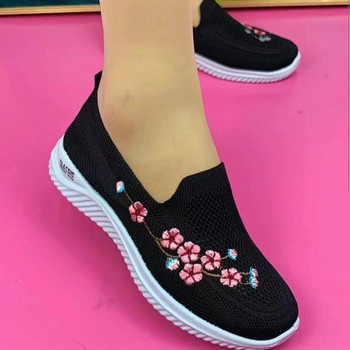 Γυναικεία πάνινα παπούτσια με δίχτυ αναπνεύσιμα λουλουδάτα άνετα παπούτσια για τη μητέρα Μαλακά μονόχρωμα παπούτσια Γυναικεία παπούτσια ελαφριά Zapatos De Mujer