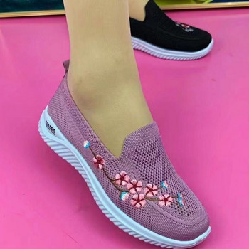 Дамски маратонки Мрежести дишащи флорални комфортни майчински обувки Меки едноцветни модни дамски обувки Леки Zapatos De Mujer