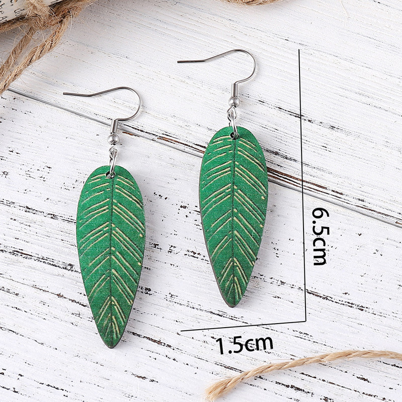 Vasaros atogrąžų lapų auskarai moterims Kūrybinės faneros šlepetės Havajų šventinės medinės dovanos papuošalai auskarai