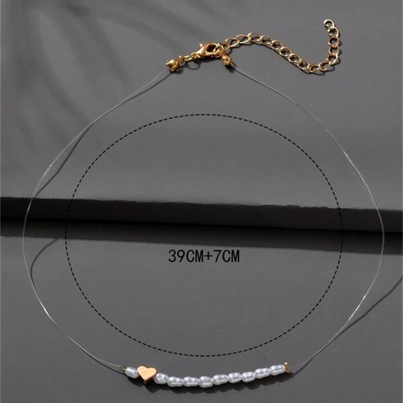 Vintage μόδας χρυσό χρώμα Απλό σχήμα τεχνητό μαργαριτάρι κολιέ καρδιά ροδάκινο για γυναίκες Γυναικείο κορίτσι Μπαρόκ κοσμήματα τσόκερ