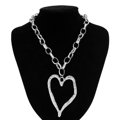 Lacteo Punk Didelė Širdies Žiedas Pakabukas Kaklo papuošalas Metalinė Grandinė Charm Choker Moteriški Vakarėlio Papuošalai Ant Kaklo Unisex Dovanos berniukui Nauja