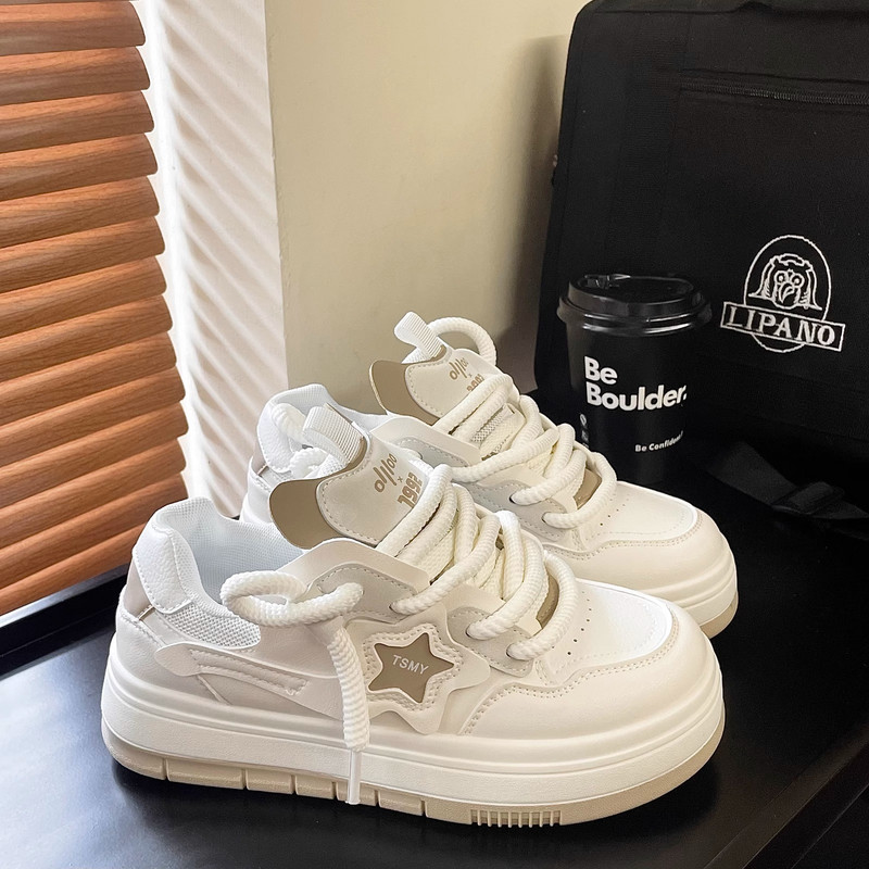 Sieviešu platformas kedas Zvaigžņu dizaina šņorējamas skeitborda dēlis, āra ērtas skriešanas sporta apavi Tenisa skriešanas kedas