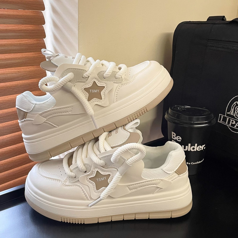 Sieviešu platformas kedas Zvaigžņu dizaina šņorējamas skeitborda dēlis, āra ērtas skriešanas sporta apavi Tenisa skriešanas kedas