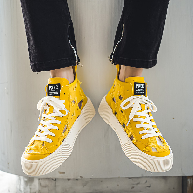 Μόδα κίτρινα πάνινα πάνινα παπούτσια Ανδρικά καλοκαιρινά αναπνεύσιμα βουλκανιζέ Παπούτσια Ανδρικά άνετα ψηλά παπούτσια casual ανδρικά zapatillas de hombre