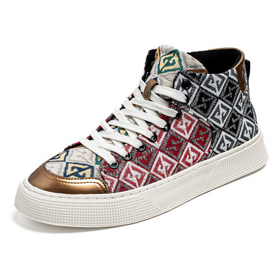 2024 Hot Red Vulcanize tossud Meeste platvorm Meeste rulakingad Tänavarõivad Canvas Kõrge ülaosaga kingad meestele vabaaja tossud