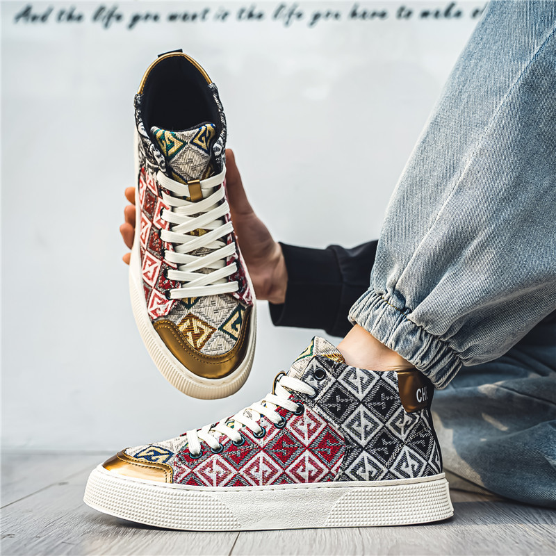 2024 Hot Red Vulcanize tossud Meeste platvorm Meeste rulakingad Tänavarõivad Canvas Kõrge ülaosaga kingad meestele vabaaja tossud