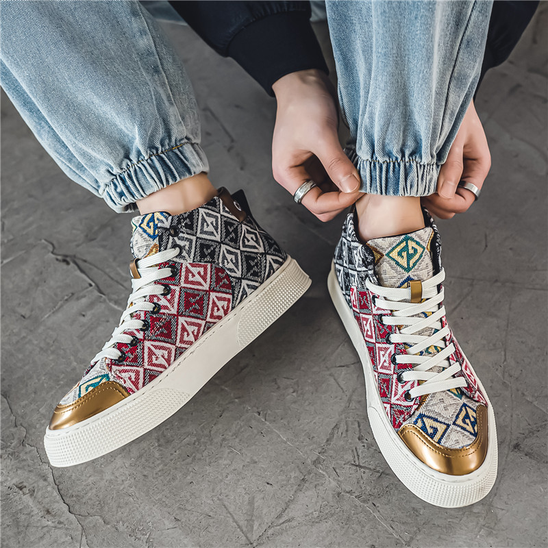 2024 Hot Red Vulcanize tossud Meeste platvorm Meeste rulakingad Tänavarõivad Canvas Kõrge ülaosaga kingad meestele vabaaja tossud