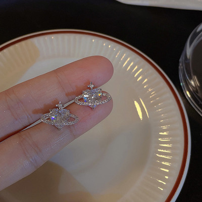 Nauji sidabro spalvos Big Plant Prabangūs auskarai su cirkonio akmeniu Moterims Madingi papuošalai Korėjos auskarai Dovana