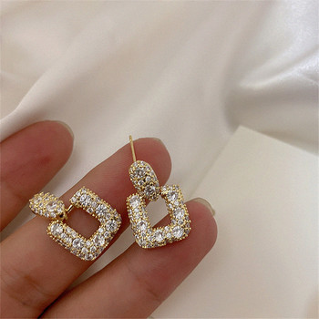 2023 Корейска мода Блестящи планински кристали Кухи квадратни капкови обеци за жени Момичета Ретро кристални луксозни бижута Парти подаръци