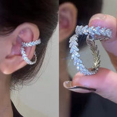 Madingi krištolo cirkonio ausų rankogaliai, sidabruoti metaliniai lapai, be auskarų, netikrų kremzlių segtukų auskarai moterims, vestuviniai papuošalai