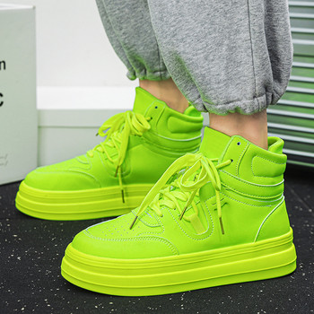 Fashion Green Designer Ανδρικά πάνινα παπούτσια Φθινοπωρινά περιστασιακά αθλητικά παπούτσια Skateboard για άντρες Ψηλό τοπ Λευκό πάνινα παπούτσια Πλατφόρμας Ανδρικά