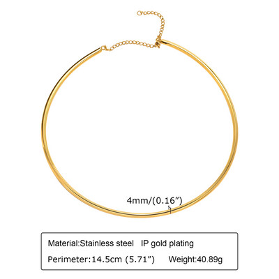 Moterų kaklo rankogaliai, reguliuojamas atviros apykaklės Choker Torques karoliai, paprasti nerūdijančio plieno papuošalai