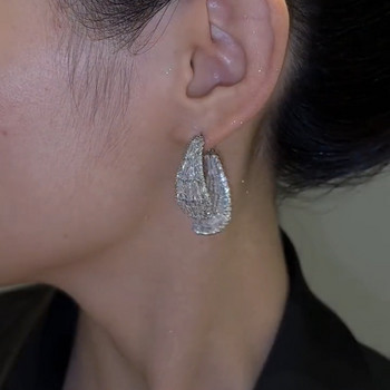 Luxury Zirconia Double Wear Pearl Stud σκουλαρίκια για Γυναικεία ευαίσθητα κρυστάλλινα σκουλαρίκια με σταγόνα νερού