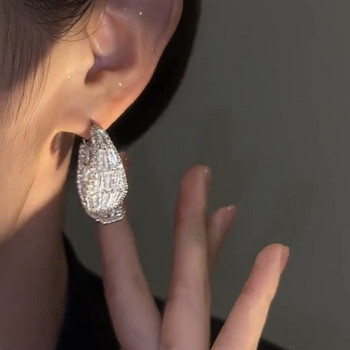 Luxury Zirconia Double Wear Pearl Stud σκουλαρίκια για Γυναικεία ευαίσθητα κρυστάλλινα σκουλαρίκια με σταγόνα νερού