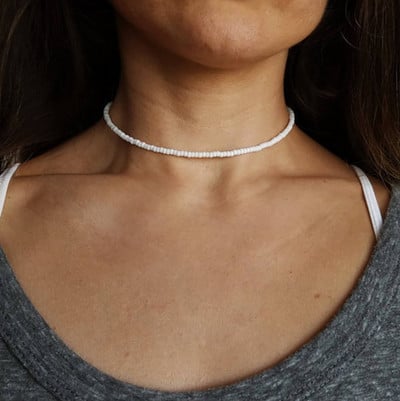 Bohemia White Bead Choker Κολιέ για γυναίκες Vintage Chain Neckace Fashion Κοσμήματα Χονδρική