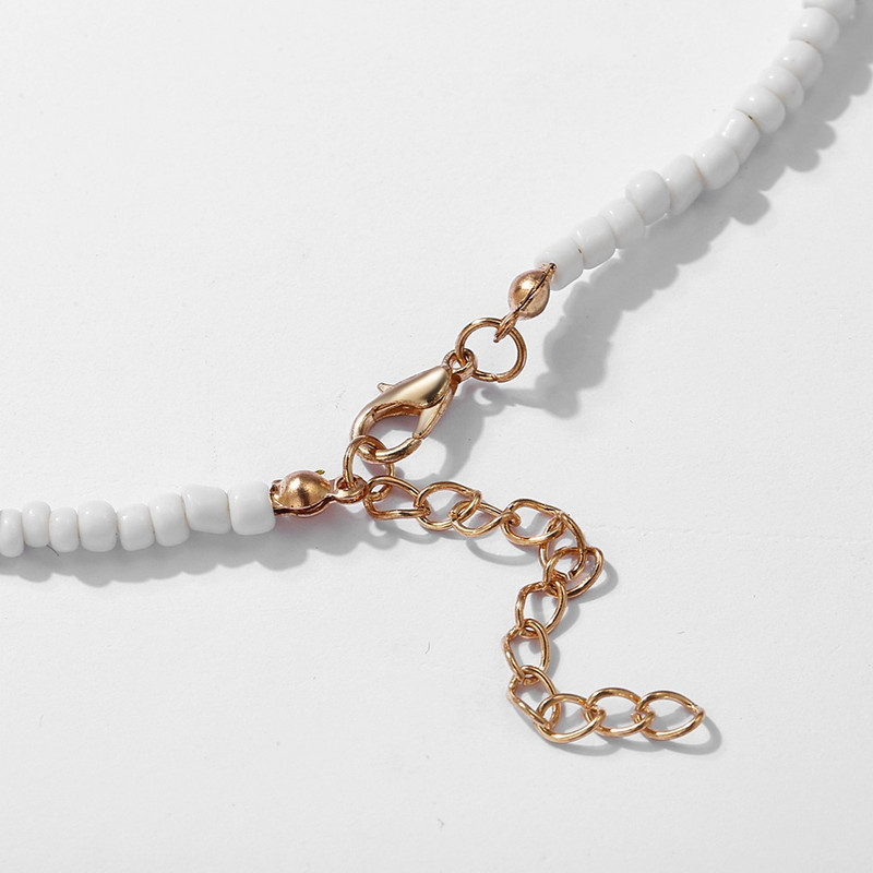 Bohemia White Bead Choker karoliai moterims Vintažinis grandinėlė Kaklo papuošalai Didmeninė prekyba