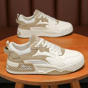 Нови есенни мъжки маратонки Мъжки удобни обувки на платформа Тенденция за 2023 г. Вулканизирани обувки с връзки Бели ежедневни маратонки Zapatillas