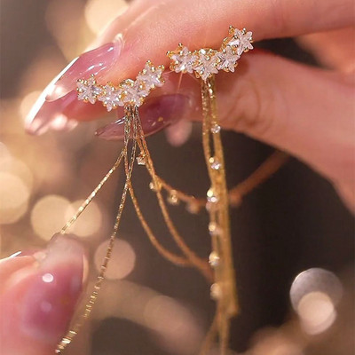 Kvadrātveida divslāņu zelta kristāla stīpas auskari sievietēm Personība Modes ikdienas aksesuāri Ballīšu rotaslietas Dzimšanas dienas dāvanas