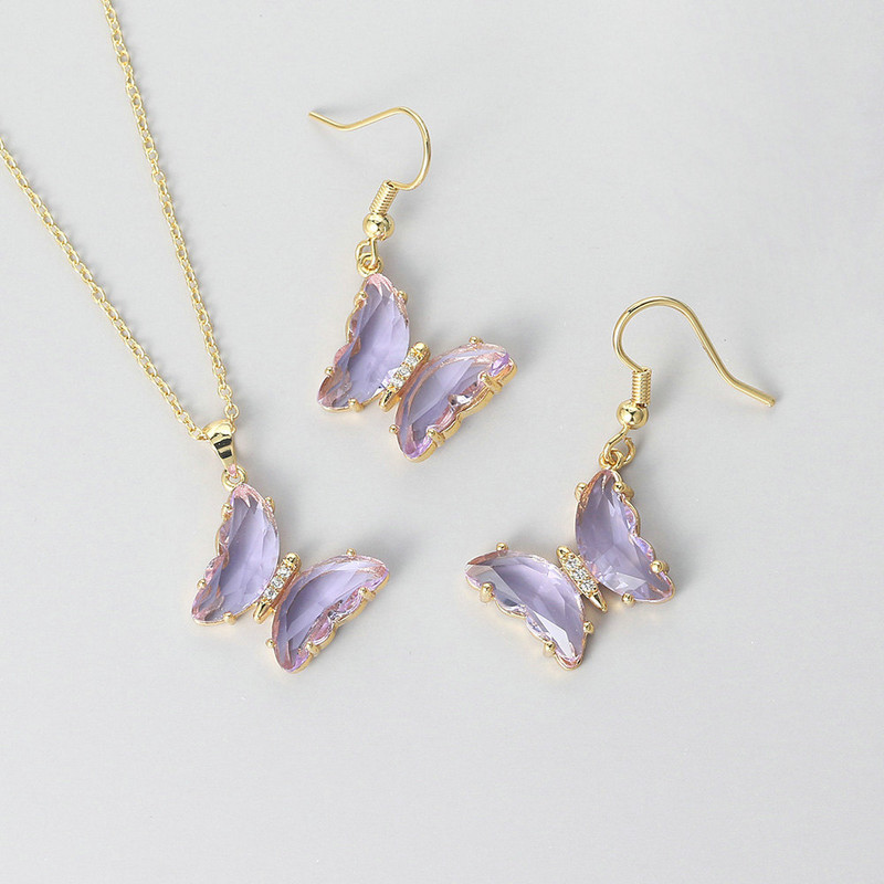 ZHOUYANG drugelių karoliai moterims Estetiška rožinė violetinė krištolo pakabukas kaklo grandinėlė papuošalai apykaklės papuošalai didmeninė prekyba N227