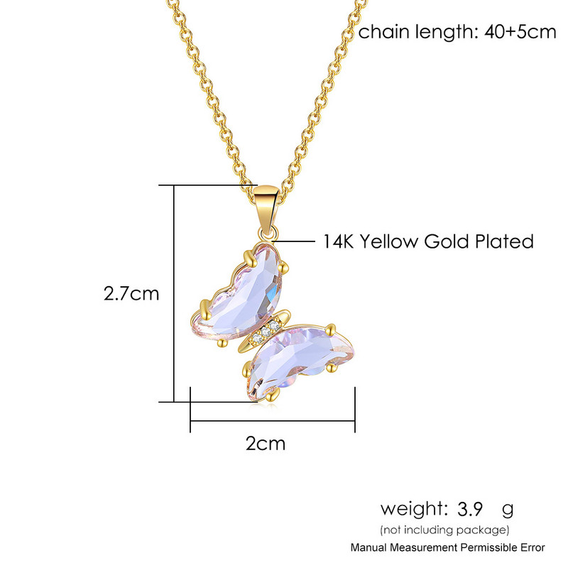 ZHOUYANG drugelių karoliai moterims Estetiška rožinė violetinė krištolo pakabukas kaklo grandinėlė papuošalai apykaklės papuošalai didmeninė prekyba N227