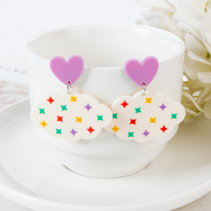 1Pair Disco Ball Stud Auskarai Įvairiaspalviai Debesis Akrilo amatų madingi papuošalai Vaikams ir Moterims Dovana