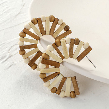AENSOA Χειροποίητα Ethnic Ξύλινα Σκουλαρίκια Γυναικεία Γεωμετρικά Σκουλαρίκια τύπου C Σκουλαρίκια με χάντρες από ξύλο 2021 Κοσμήματα δώρου για πάρτι μόδας