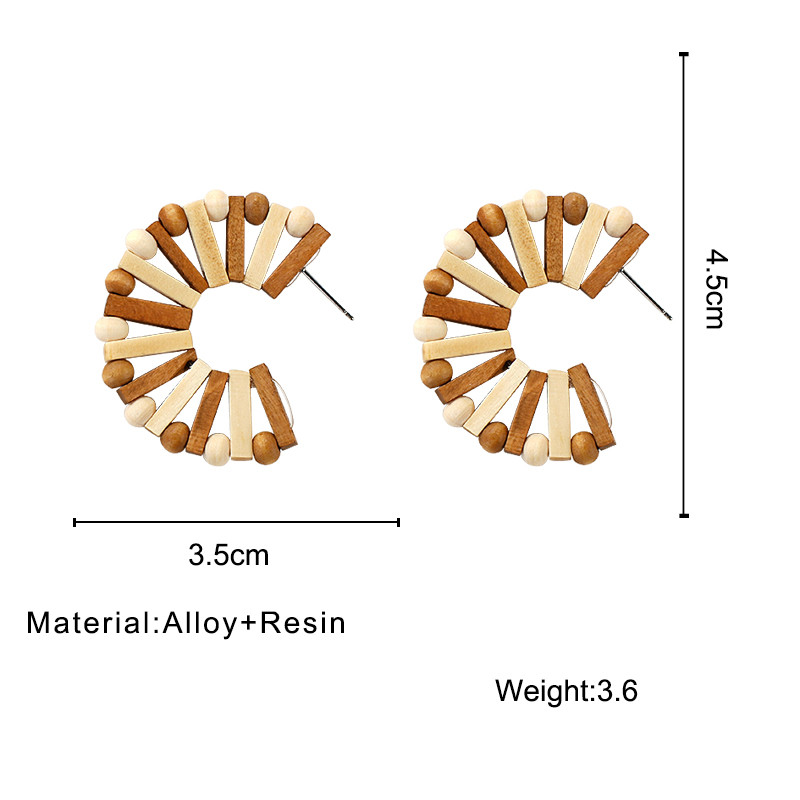 AENSOA rokām darināti etniski koka auskari sievietēm C veida ģeometriskā paziņojuma koka pērlīšu auskari 2021. gada modes ballīšu dāvanu rotaslietas