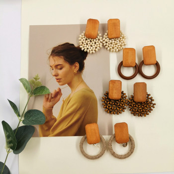Нова мода Множество дървени големи капкови обеци за жени с висяща бохемска ръчно изработена дълга обеца Brincos Парти бижута на едро