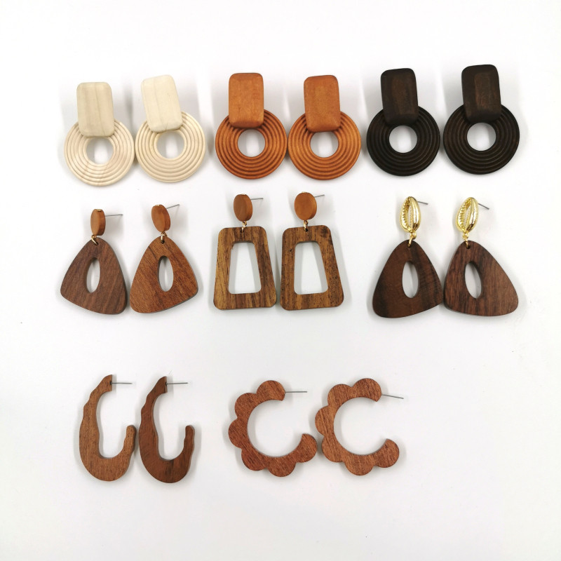 Nauji madingi keli mediniai dideli auskarai moterims pakabinami Bohemia rankų darbo ilgi auskarai Brincos vakarėlių papuošalų didmeninė prekyba